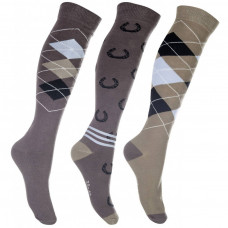 Riding socks -Cardiff- set of 3 pairs - brown/beige