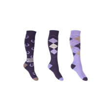 Riding socks -Cardiff- set of 3 pairs - violet/lilac Riding socks -Cardiff- set of 3 pairs - violet/lilac