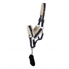 Apaušu komplekts ar pūku - zils/melns rūtains