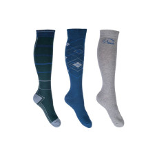 Riding socks -byron- set of 3 pairs - green, blue, grey Size 35-38