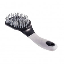 Horze Softgrip Brush for Mane and Tail - gray and brown
