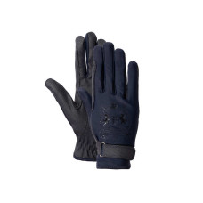 B Vertigo Laia Women's Riding Gloves with Logo Print, dark navy B Vertigo Laia Women's Riding Gloves with Logo Print, dark navy