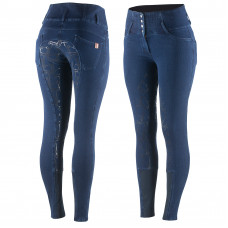 Horze Sieviešu bridžas Kacy ar pilno silikona sēdvietu - džinsa